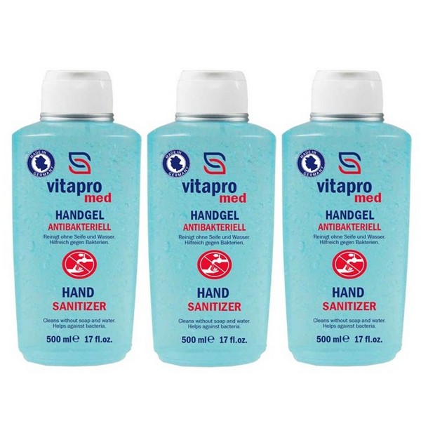 Vitapro Hand Gel Antibacterial Sanitizer 3 x 500 ml