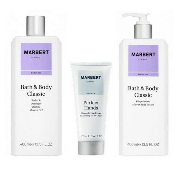 Marbert Bath & Body Classic Duschgel 400ml & Body Lotion 400ml & Handcreme 50 ml