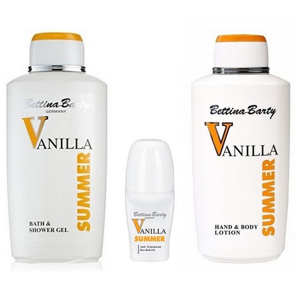 Bettina Barty Summer Vanilla Bath & Shower Gel 500ml + Body Lotion 500ml + Deo Roll-On 50ml