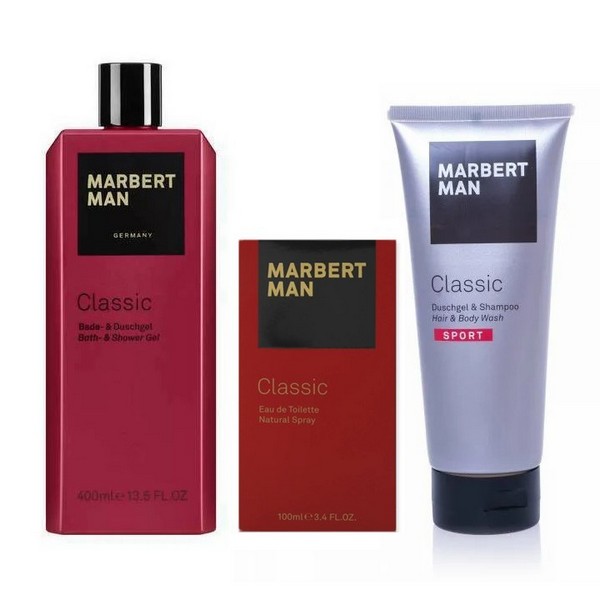 Marbert Man Classic Duschgel 400ml + Eau De Toilette 100ml + Sport Hair & Body Wash 200ml