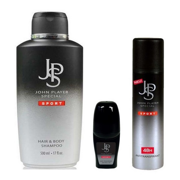 John Player Special Sport Hair & Body Shampoo 500ml & Deospray 150ml & Deo Roll-On 50 ml